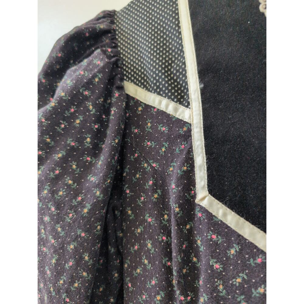 Vintage 70s Gunne Sax Black Floral Calico Midi Dress XS - Picture 6 of 9